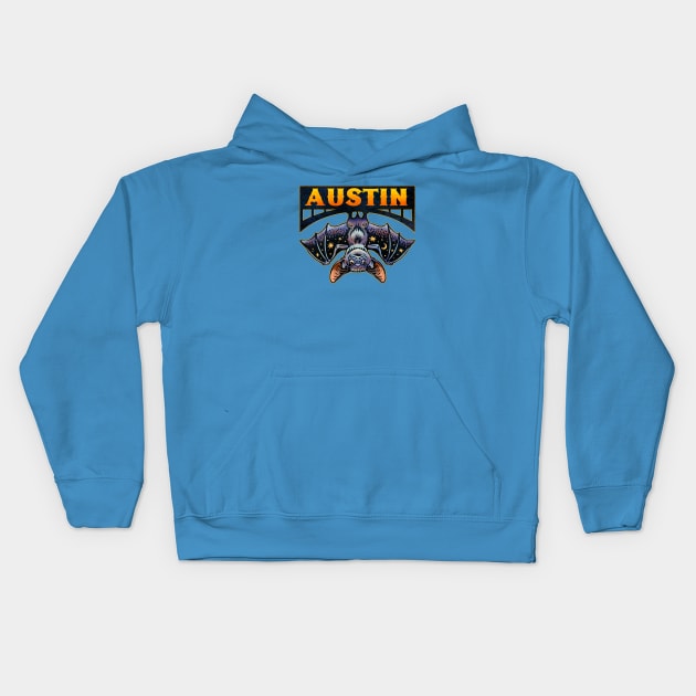 Austin Bat Kids Hoodie by ChetArt